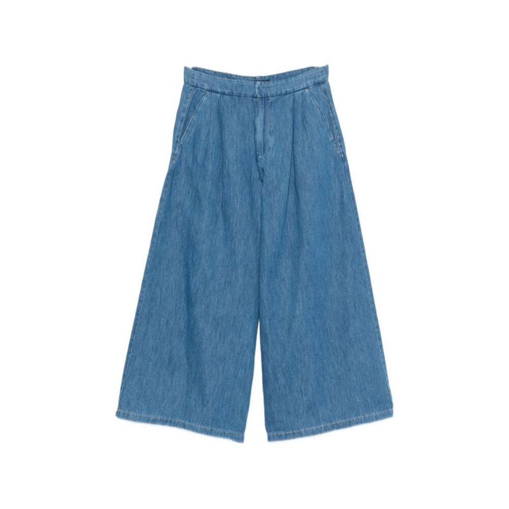 'S Max Mara Women Cotton And Linen Wide-Leg Jeans